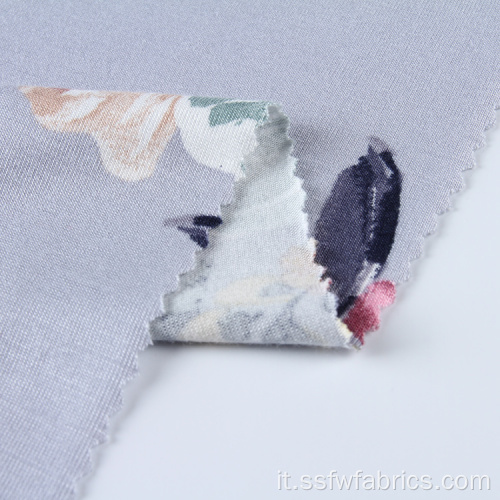 Tessuto a maglia stampato jersey grigio rayon per abito